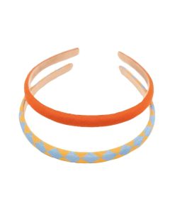 Grech & Co. – Haarreif, 2er Set, „Check Laguna+Wheat“