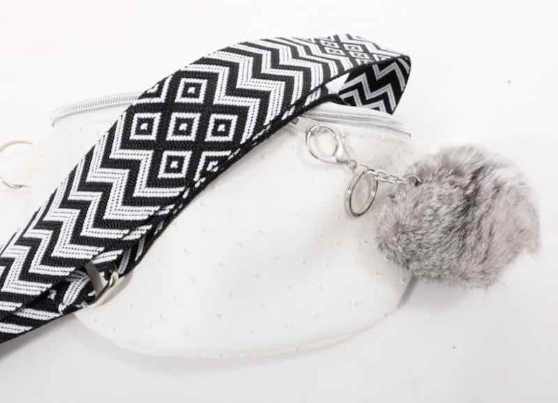 Taschenriemen / Gurtband mit Zackenmusterung Schwarz/Weiß / Beige/Weiß – 5 cm Breite – Bild 4