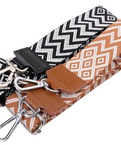 Taschenriemen / Gurtband mit Zackenmusterung Schwarz/Weiß / Beige/Weiß – 5 cm Breite