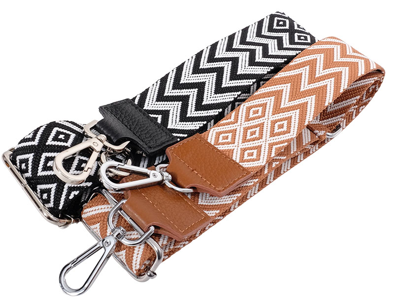 Taschenriemen / Gurtband mit Zackenmusterung Schwarz/Weiß / Beige/Weiß – 5 cm Breite – Bild 5