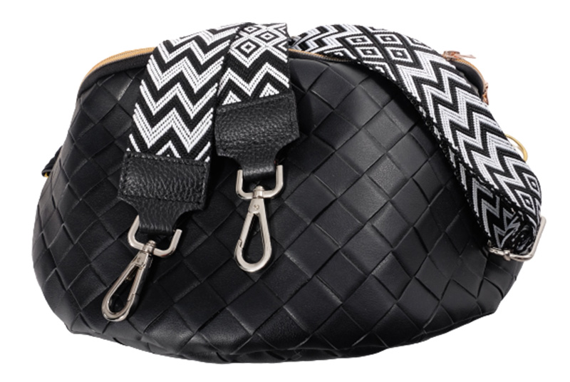 Taschenriemen / Gurtband mit Zackenmusterung Schwarz/Weiß / Beige/Weiß – 5 cm Breite – Bild 6