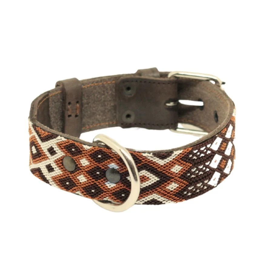 Boho-Leder-Halsband, braun/braun (M)