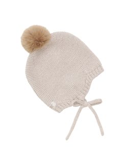 Huttelihut –   Mütze Wool Knit w. Pompom, MerinoWolle, creme