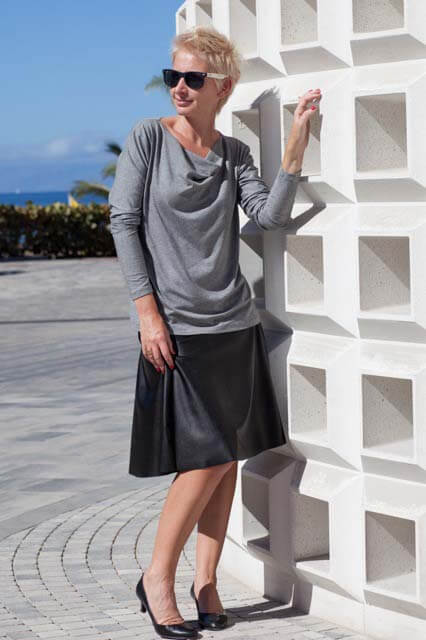 Kunstleder bi-elastisch, Glattleder mit Velour Rückseite, Taupe – Bild 7