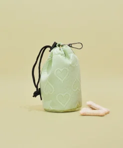 Leckerlibeutel mit Kordelzug (matcha, Herzchen)