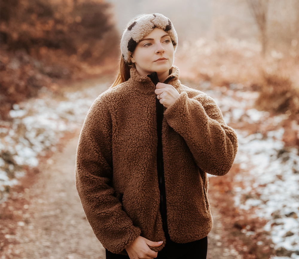 Alwero – Teddy Jacke Women, „Leo“, Brown, Biowolle – Bild 3