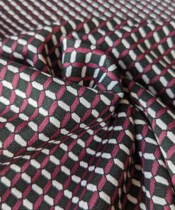 Stretch, Punta di Roma, grafisches Muster Bordeaux Schwarz