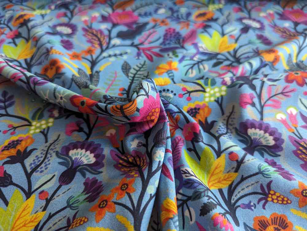 Jersey, Blumen magic Garden Blau – Digitaldruck – Bild 4