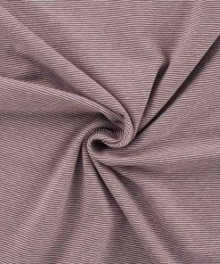 Jersey, feine Streifen Taupe / Weiß