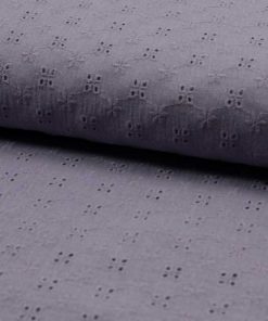 Baumwollstoff, Musselin, Gauze mit Lochstickerei, Lila