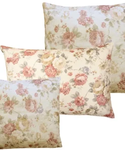 Kissenbezüge Kissenhüllen Rosen Blüten Jacquard beige Blumen 1 Stk in 3 Größen