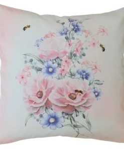 Kissenbezug Kissenhülle Blüten Pastellfarben rosa bunt bedruckt 1 Stk 40×40 cm