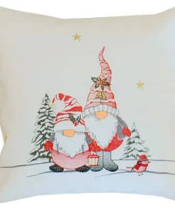 Kissenhülle Kissenbezug Wichtel Motiv Stick hellbeige Tischwäsche 1 Stk 40×40 cm