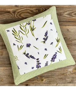 Kissenhülle gestreift LAVINA Landhaus Lavendel Druck 40×40 cm