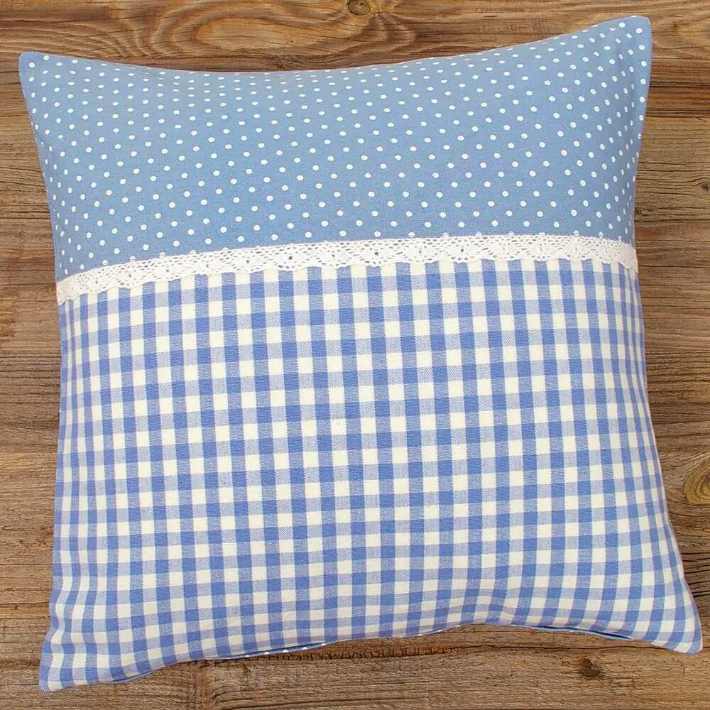 Kissenhülle Heimtextilien HANNE Punkte & Karo blau 40×40 cm Landhaus 1 Stk – Bild 3