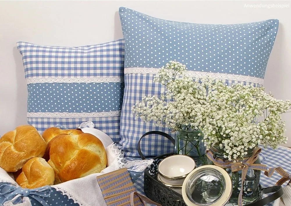 Kissenhülle Heimtextilien HANNE Punkte & Karo blau 40×40 cm Landhaus 1 Stk – Bild 8