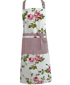 Kochschürze DORRIT Küchenschürze Baumwolle Rosen Design weiß rosa