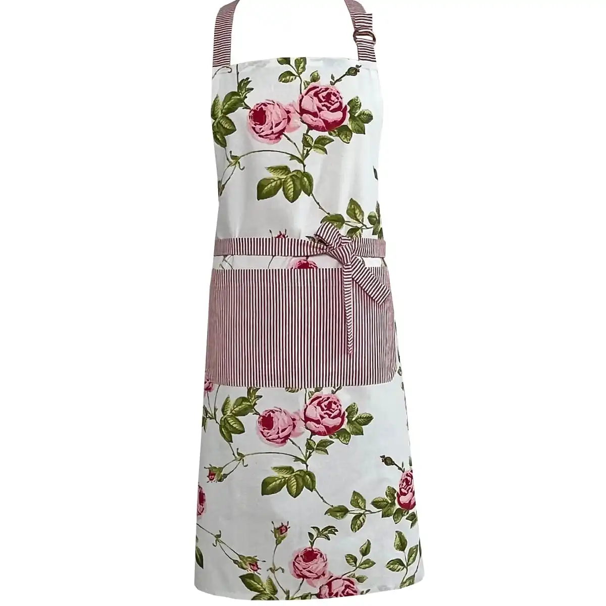 Kochschürze DORRIT Küchenschürze Baumwolle Rosen Design weiß rosa