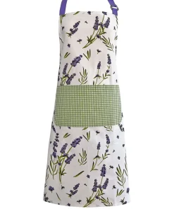Kochschürze LAVINA Küchenschürze Baumwolle Lavendel weiß grün