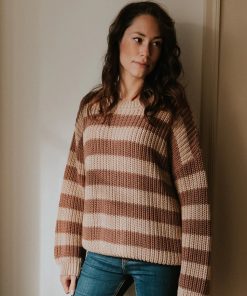 YUKI – Chunky Knit Women, STRIPES DUST, Bio Baumwolle