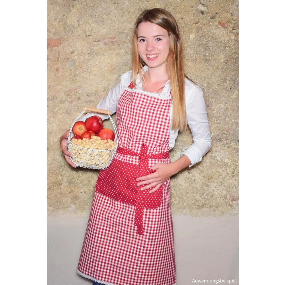 Latzschürzen Schürzen Landhaus Premium HANNE Punkte Karo & Spitze Küche 3 Farben – Bild 7