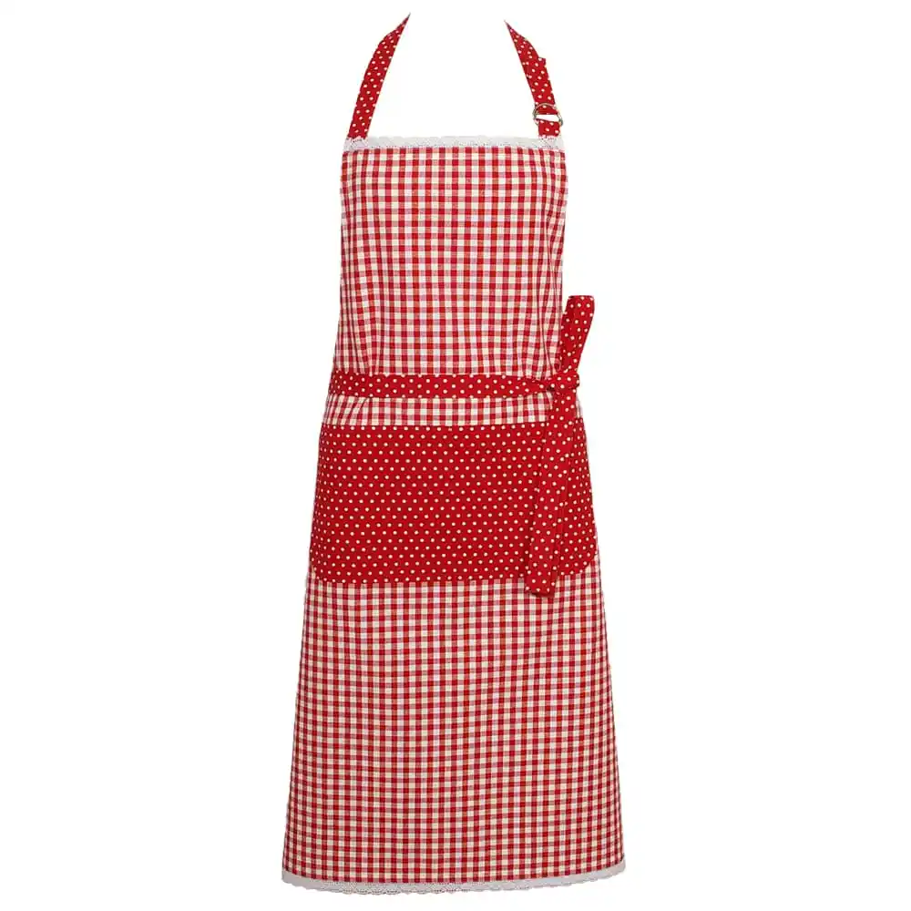Latzschürzen Schürzen Landhaus Premium HANNE Punkte Karo & Spitze Küche 3 Farben – Bild 4