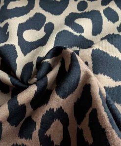 French Terry, Leo Musterung Beige / Schwarz