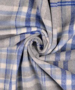 Mantelflausch, Mischgewebe, Karomuster Blau Grau
