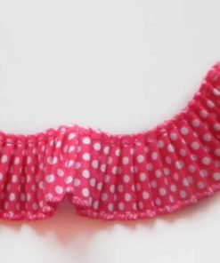 Stabiles Rüschenband, Pink mit weißen Punkten, 30 mm breit