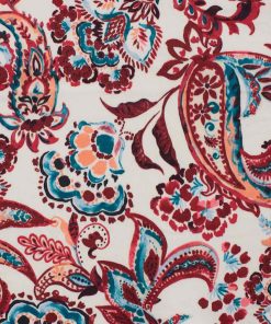Baumwollstretch, Paisley Musterung Peach / Rot