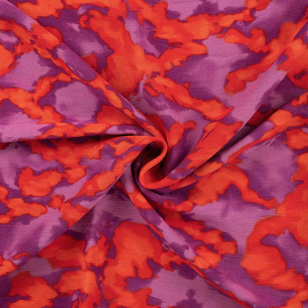 Leichter Viskosestoff, Crinklestoff, Batik Musterung Pink / Orange – Bild 2