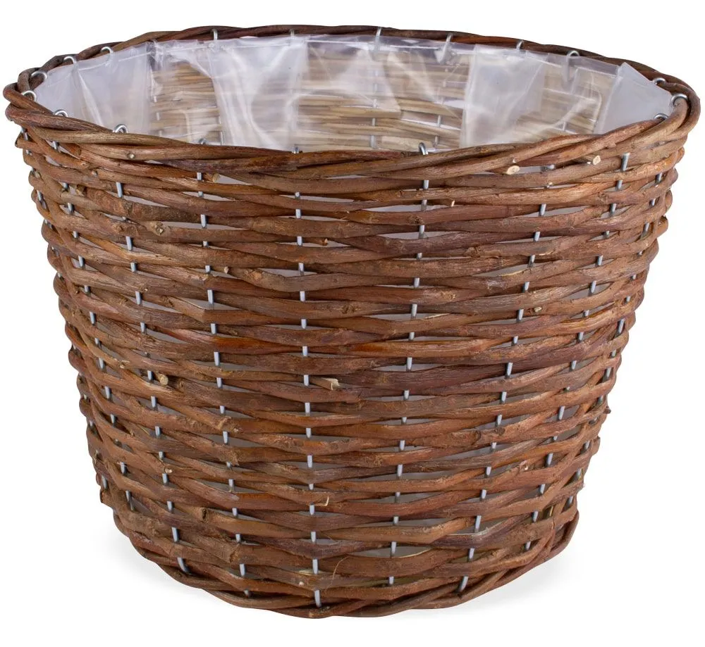 Pflanzkörbe Weidekörbe Pflanzgefäße Übertöpfe rund foliert braun 1 Stk 6 Größen – Bild 6