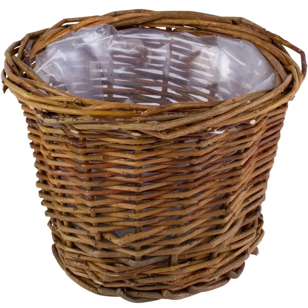 Pflanzkörbe Weidekörbe Pflanzgefäße Übertöpfe rund foliert braun 1 Stk 6 Größen – Bild 7