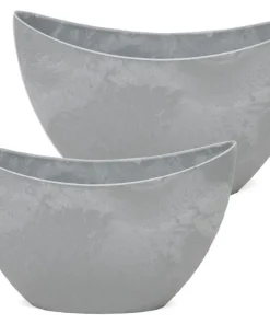 Pflanzschale Vintage oval für draußen hell-grau in 2 Größen