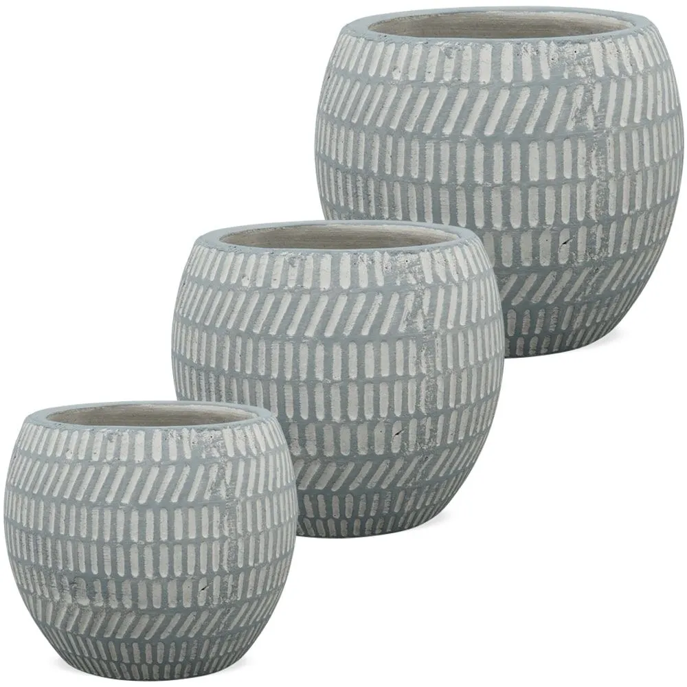 Pflanztöpfe Blumentöpfe Keramik Muster rund Gartendeko grau 1 Stk in 3 Größen – Bild 2
