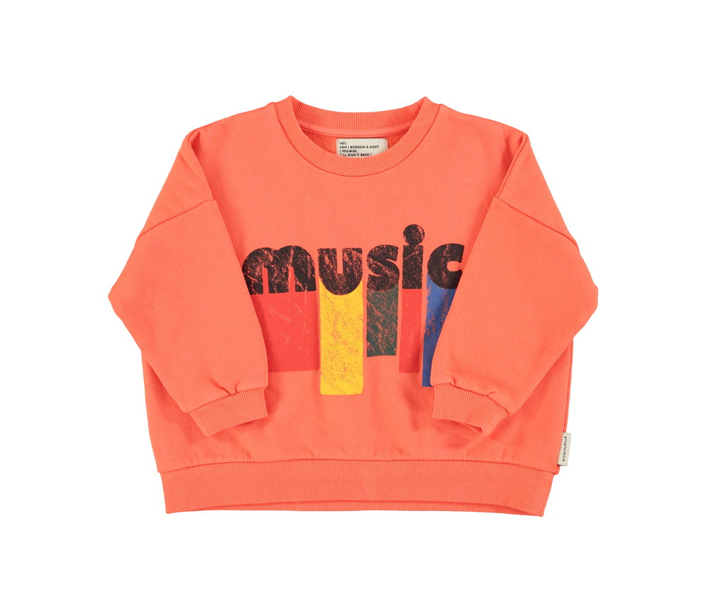 PiuPiuChick – Sweatshirt, ORANGE w/ „music“ print, Biobaumwolle – Bild 2