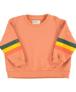 PiuPiuChick – Sweatshirt „STRIPES“, Peach, Biobaumwolle