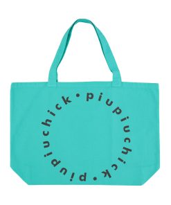 PiuPiuChick – Tragetasche, groß, „XL LOGO“, Canvas, Turquoise