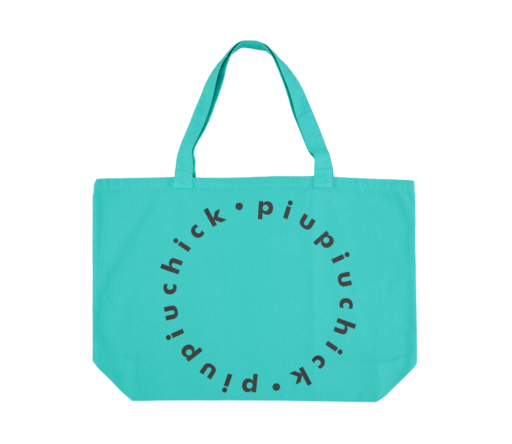 PiuPiuChick – Tragetasche, groß, „XL LOGO“, Canvas, Turquoise – Bild 2
