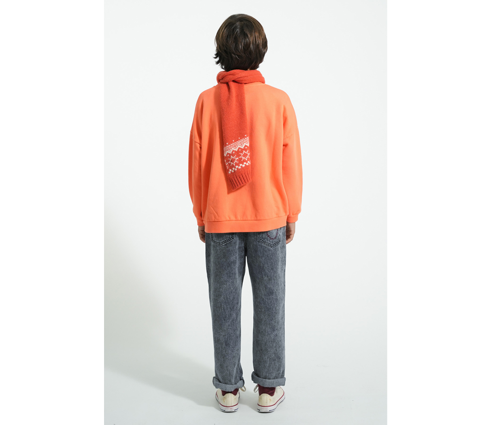 PiuPiuChick – Sweatshirt, ORANGE w/ „music“ print, Biobaumwolle – Bild 5