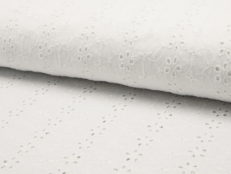 Baumwollstoff, Lochstickerei Ecru, Muster 2 – Bild 2