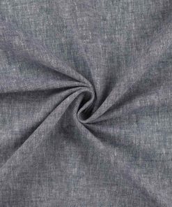 Leinen Baumwolle Mischgewebe, unifarben Blau Melange