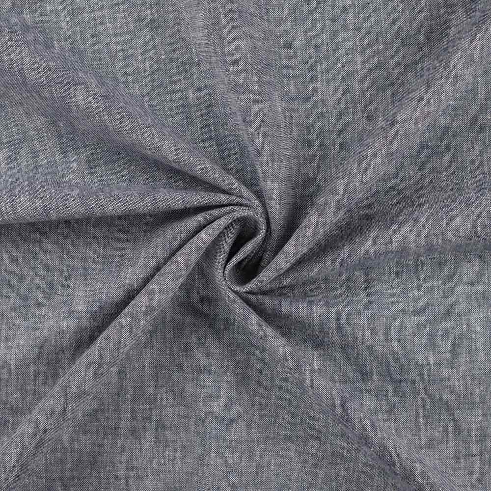 Leinen Baumwolle Mischgewebe, unifarben Blau Melange