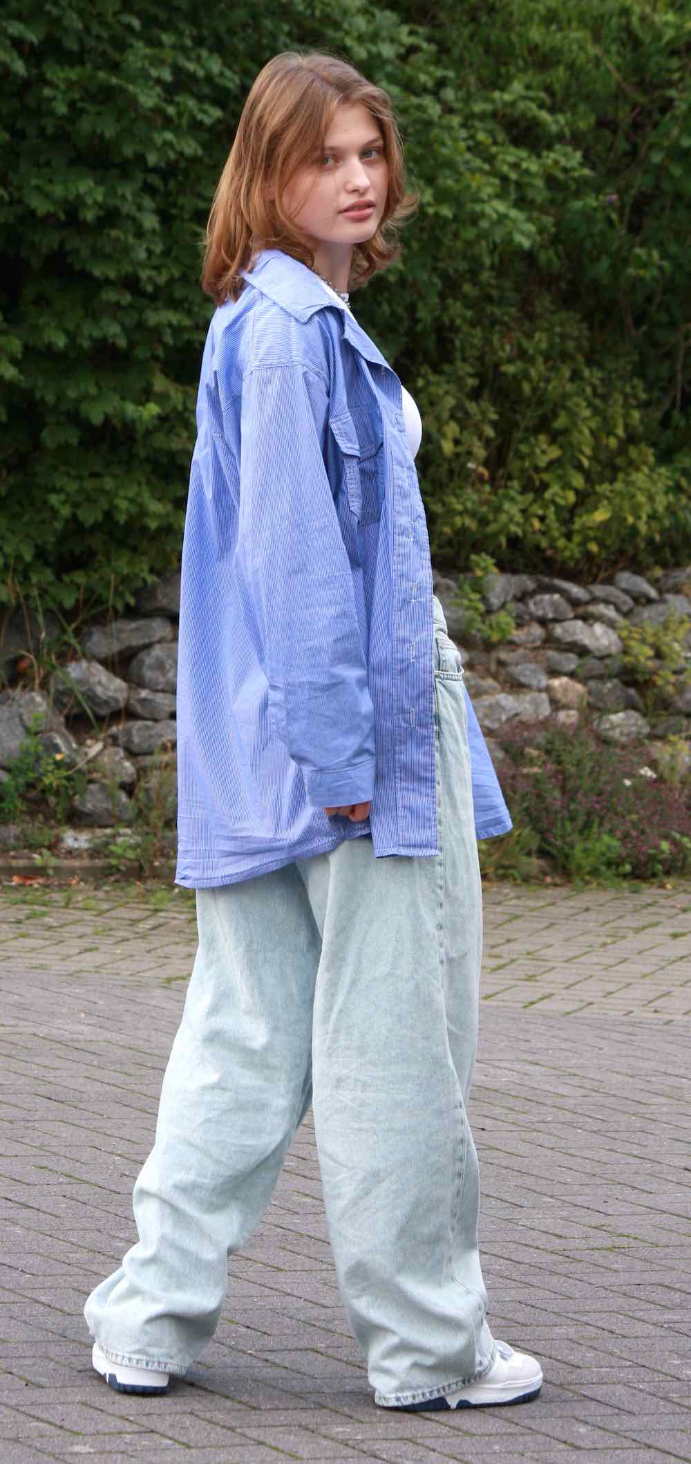 Leinen Baumwolle Mischgewebe, unifarben Blau Melange – Bild 8