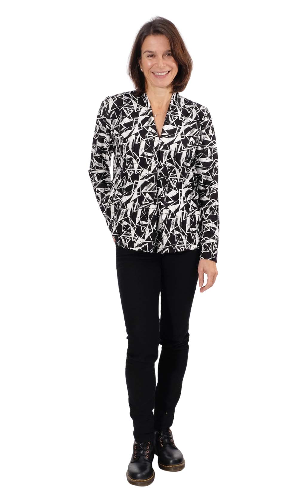 Viskose, grafische Zebra Musterung Rosa, Ecru, Beere – Bild 9