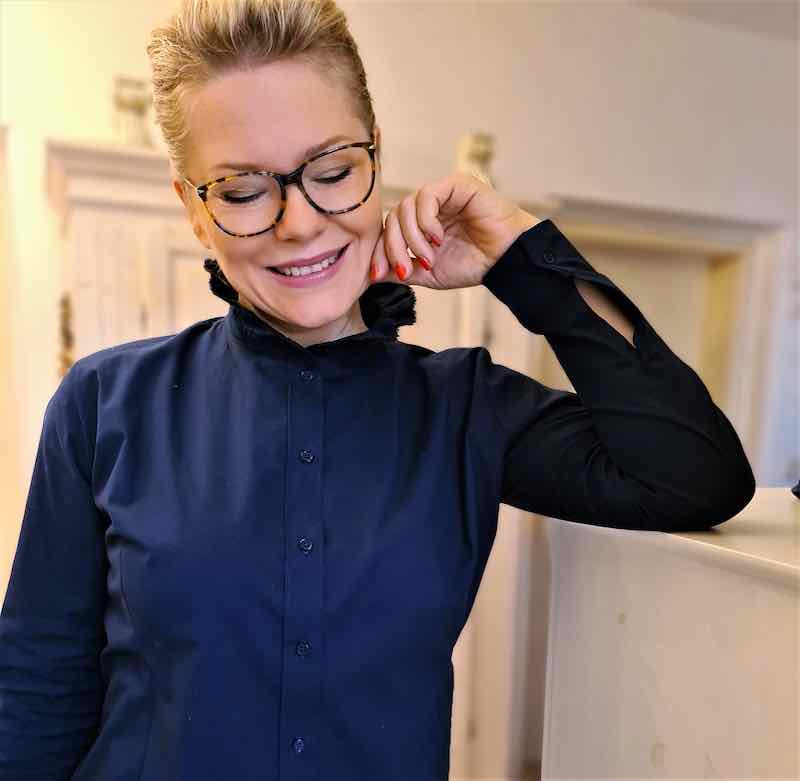 Baumwolle, Baumwollstretch, große Blumen Blau – Bild 5