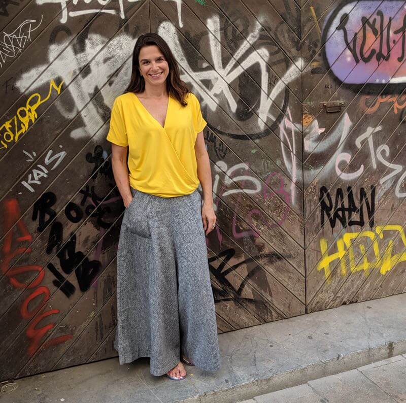 Leinen Baumwolle Mischgewebe, unifarben Blau Melange – Bild 7