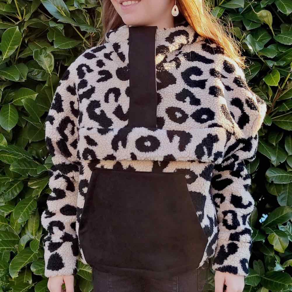 Teddystoff, Leo Print, weich und kuschelig – Braun / Schwarz – Bild 3