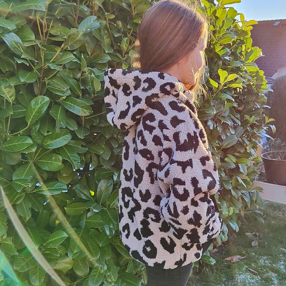 Teddystoff, Leo Print, weich und kuschelig – Braun / Schwarz – Bild 6