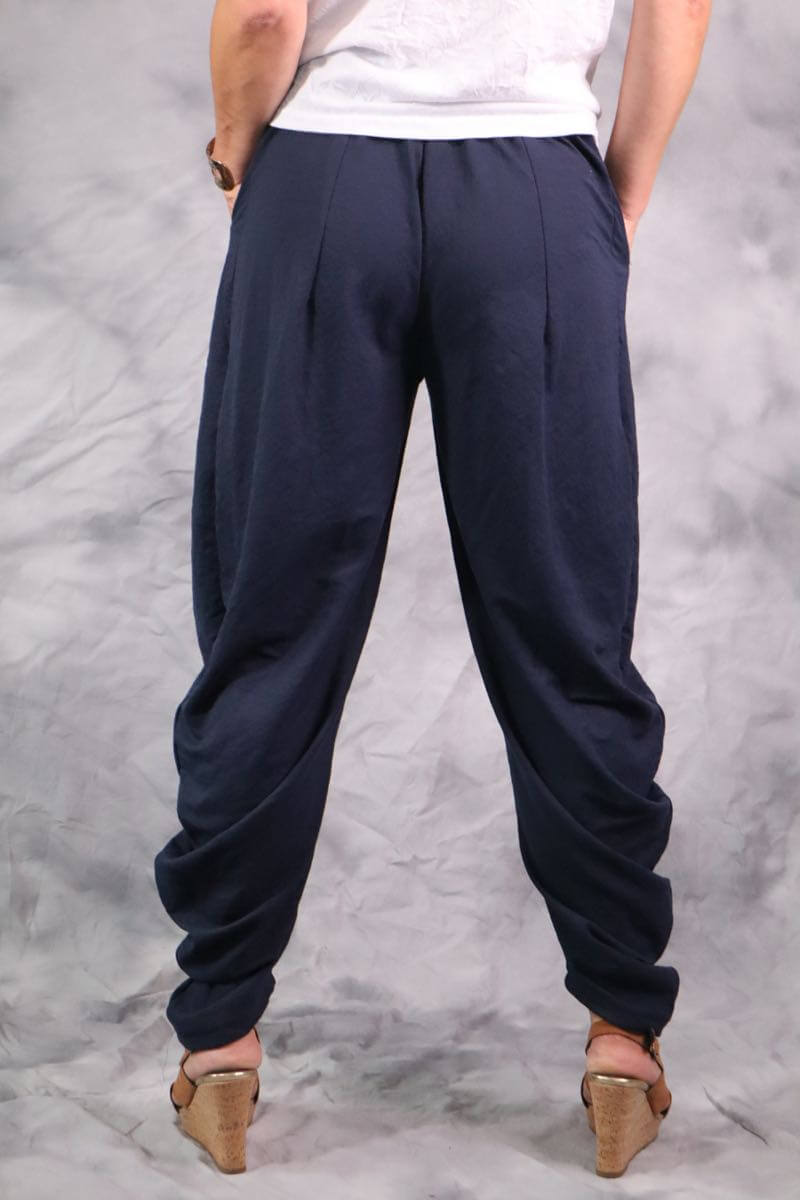 Leicht fallendes Mischgewebe, elastisch, Lino, Marine – Bild 5